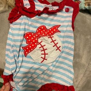 Smocked baseball outfit 6-9 month